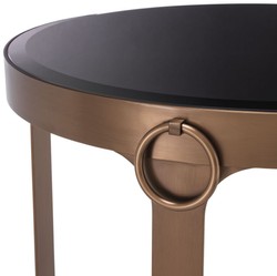 Casa Padrino luxury side table copper / black Ø 60 x H. 47 cm - Round stainless steel table with glass top - Living room furniture - Luxury Furniture