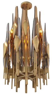 Casa Padrino lustre design laiton antique / ambre / gris Ø 45 x H. 80 cm - Lustre de Salon - Lustre d'Hôtel - Qualité de Luxe