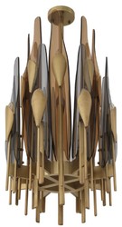 Casa Padrino lampadario di design ottone antico / ambra / grigio Ø 45 x A. 80 cm - Lampadario Soggiorno - Lampadario Hotel - Qualità di Lusso