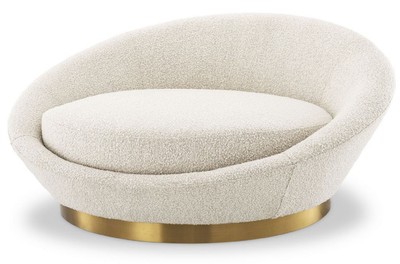 Casa Padrino canapé de luxe crème / laiton Ø 147 x H. 74 cm - Canapé de salon rond - Meubles de Salon