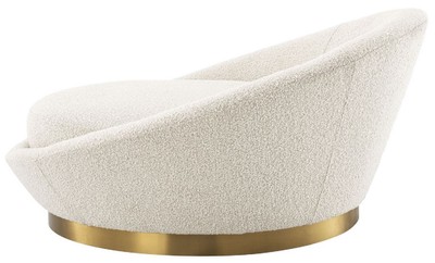 Casa Padrino Luxus Sofa Cremefarben / Messing Ø 147 x H. 74 cm - Rundes Wohnzimmer Sofa - Rundsofa - Wohnzimmer Möbel