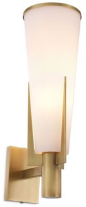 Casa Padrino lámpara de pared de lujo latón antiguo / blanco 13 x 19 x A. 40,5 cm - Elegante aplique de metal con pantalla de vidrio - Lámparas de Lujo