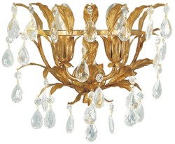 Casa Padrino lampada da parete di lusso in cristallo barocco oro antico 32 x 20 x A. 25 cm - Elegante lampada da parete in metallo con finissime perle di vetro - Luci Barocche