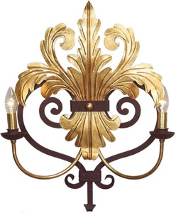Casa Padrino lámpara de pared barroco de lujo oro / óxido 45 x 16 x A. 56 cm - Lámpara de pared de metal hecha a mano - Lámparas de pared barrocos