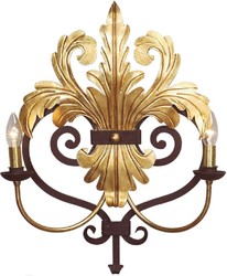 Casa Padrino lampada da parete barocco di lusso oro / ruggine 45 x 16 x A. 56 cm - Lampada da parete in metallo fatta a mano - Applique Barocco