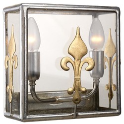 Casa Padrino lampada da parete barocco di lusso argento / oro 23 x 11 x A. 23 cm - Elegante lampada da parete con giglio francese decorativo - Luci Barocche