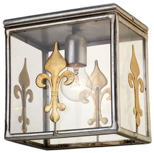 Casa Padrino luxury baroque ceiling lamp silver / gold 23 x 16 x H. 24 cm - Elegant ceiling light with decorative french lily - Baroque Lights