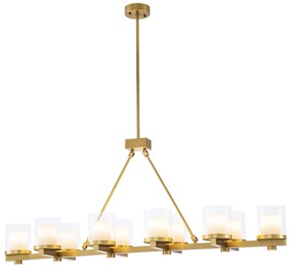 Casa Padrino lustre LED de luxe laiton 155 x 38 x H. 59 cm - Lustre moderne avec abat-jours en verre - Qualité de Luxe