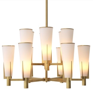 Casa Padrino lustre de luxe laiton antique / blanc Ø 87 x H. 56,5 cm - Lustre moderne en métal avec abat-jour en verre - Collection de Luxe