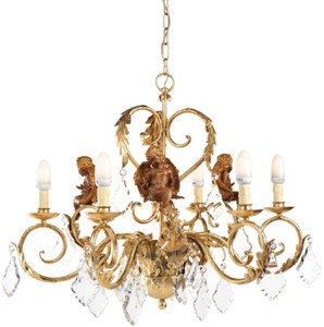 Luxus Barock Kristall Kronleuchter Antik Gold Braun Luxury Baroque Crystal Chandelier Antique Gold Brown
