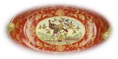 Casa Padrino Jugendstil Porzellan Schale Rot / Mehrfarbig / Gold 41 x H. 19 cm - Hotel & Restaurant Deko Accessoires