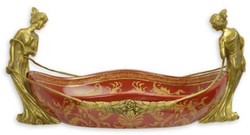 Jugendstil Porzellan Deko Schale Rot Gold Art Nouveau Porcelain Decoration Bowl Red Gold