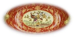 Jugendstil Porzellan Deko Schale Rot Gold Art Nouveau Porcelain Decoration Bowl Red Gold