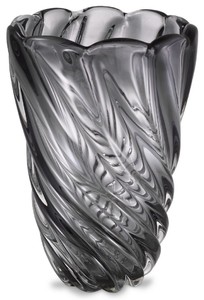 Casa Padrino Luxus Deko Glas Vase Grau Ø 20,5 x H. 29 cm - Mundgeblasene Blumenvase - Luxus Deko Accessoires