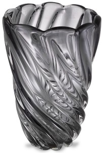 Casa Padrino Luxus Deko Glas Vase Grau Ø 20,5 x H. 29 cm - Mundgeblasene Blumenvase - Luxus Deko Accessoires