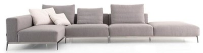 Casa Padrino Luxus Sofa Grau / Silber 400 x 178 x H. 56 cm - Verstellbares Wohnzimmer Ecksofa - Luxus Wohnzimmer Möbel