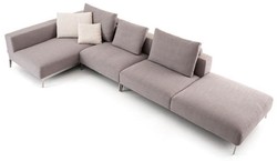 Casa Padrino sofá de lujo gris / plata 400 x 178 x A. 56 cm - Sofá de esquina ajustable para salón - Muebles de salón de lujo