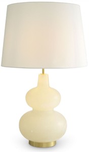 Casa Padrino luxury table lamp alabaster / antique brass / white Ø 14 x H. 73 cm - Modern alabaster desk lamp with lampshade - Luxury Collection
