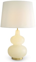 Casa Padrino lampada da tavolo di lusso alabastro / ottone anticato / bianco Ø 14 x A. 73 cm - Lampada da scrivania moderna in alabastro con paralume - Collezione di Lusso