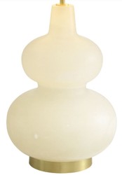 Casa Padrino lampada da tavolo di lusso alabastro / ottone anticato / bianco Ø 14 x A. 73 cm - Lampada da scrivania moderna in alabastro con paralume - Collezione di Lusso
