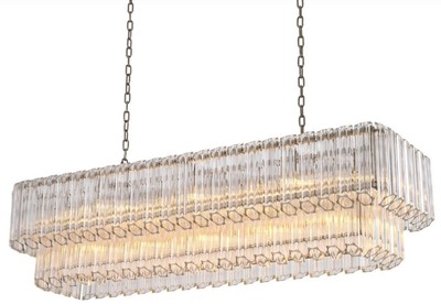 Casa Padrino lustre de luxe argent 148 x 47 x H. 44 cm - Lustre Hôtel & Restaurant de Luxe - Qualité de Luxe
