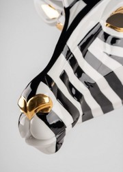 Luxus Designer Porzellan Deko Maske Antilope Schwarz Weiß Gold Luxury Designer Porcelain Deco Mask Antelope Black White Gold 
