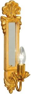 Casa Padrino lámpara de pared barroco de lujo naturales / oro antiguo 10 x 16 x A. 40 cm - Elegante lámpara de pared con espejo - Luces Barrocos