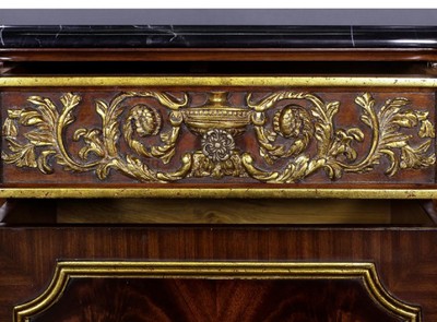 Casa Padrino Luxus Barock Massivholz Kommode mit Marmorplatte Dunkelbraun / Gold / Schwarz - Prunkvolle Barock Möbel