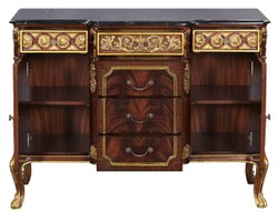 Casa Padrino cassettone barocco di lusso in legno massello con piano in marmo marrone scuro / oro / nero - Magnifici Mobili Barocchi