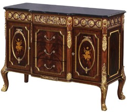 Casa Padrino cassettone barocco di lusso in legno massello con piano in marmo marrone scuro / oro / nero - Magnifici Mobili Barocchi