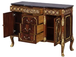 Casa Padrino cassettone barocco di lusso in legno massello con piano in marmo marrone scuro / oro / nero - Magnifici Mobili Barocchi