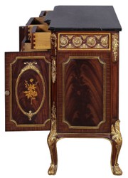 Casa Padrino cassettone barocco di lusso in legno massello con piano in marmo marrone scuro / oro / nero - Magnifici Mobili Barocchi