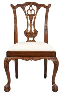 Luxus Barock Esszimmerstuhl Weiß Braun Luxury Baroque Dining Chair White Brown