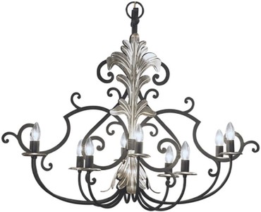 Casa Padrino luxury baroque chandelier anthracite / silver 105 x 40 x H. 90 cm - Oval Hotel & Restaurant Chandelier - Noble & Magnificent