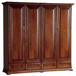 Casa Padrino luxury bedroom cabinet brown 212.6 x 60.5 x H. 207.9 cm - Solid wood wardrobe with 4 doors and 4 drawers - Luxury solid wood bedroom furniture