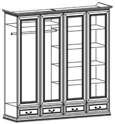 Casa Padrino luxury bedroom cabinet brown 212.6 x 60.5 x H. 207.9 cm - Solid wood wardrobe with 4 doors and 4 drawers - Luxury solid wood bedroom furniture