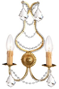 Casa Padrino lámpara de pared de cristal barroco de lujo oro 24 x 12 x A. 40 cm - Elegante lámpara de pared de metal con noble cristal de Bohemia - Luces Barrocos