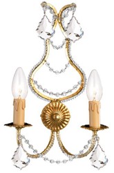 Casa Padrino applique murale de luxe baroque cristal or 24 x 12 x H. 40 cm - Élégante applique murale en métal avec verre noble de Bohême - Luminaires Baroques