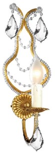 Casa Padrino lámpara de pared de cristal barroco de lujo oro 14 x 15 x A. 38 cm - Elegante lámpara de pared de metal con noble cristal de Bohemia - Luces Barrocos