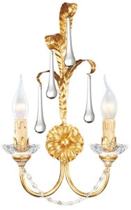 Casa Padrino lámpara de pared barroco de lujo oro 28 x 12 x A. 42 cm - Elegante lámpara de pared de metal con fino cristal de Murano  - Luces Barrocos