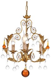 Casa Padrino luxury baroque chandelier gold / orange / yellow Ø 39 x H. 50 cm - Magnificent chandelier with Murano glass - Luxury Quality
