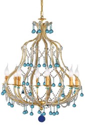 Casa Padrino luxury baroque chandelier gold / blue Ø 64 x H. 80 cm - Magnificent chandelier with Murano glass - Hotel & Restaurant Chandelier - Luxury Quality - Made in Italy