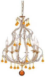 Casa Padrino luxury baroque chandelier gold / orange / yellow Ø 47 x H. 69 cm - Magnificent chandelier with Murano glass - Hotel & Restaurant Chandelier - Luxury Quality - Made in Italy