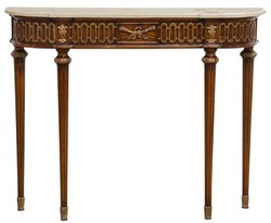 Casa Padrino console baroque de luxe marron / or / crème - Table console en bois massif fait main avec des décorations élégantes et un plateau en marbre - Mobilier Baroque