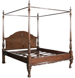 Casa Padrino lit double baroque de luxe marron foncé - Lit en bois massif fait main - Mobilier de chambre de style baroque - Noble et Magnifique