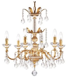 Casa Padrino luxury baroque crystal chandelier gold with patina Ø 62 x H. 62 cm - Magnificent chandelier with Bohemian crystal glass - Luxury Quality