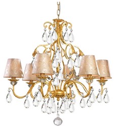 Casa Padrino lustre baroque cristal de luxe or Ø 84 x H. 79 cm - Magnifique lustre en cristal de Bohème et abat jour en tissu damassé fin - Qualité de Luxe