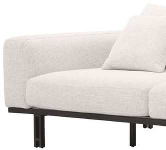 Casa Padrino Luxus Sofa Creme / Bronze 233 x 104 x H. 60,5 cm - Modernes Wohnzimmer Sofa Linke Seite - Hotel Sofa - Luxus Qualität