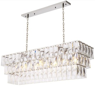 Casa Padrino lustre de luxe cristal argent 140 x 41 x H. 45,5 cm - Lustre Hôtel & Restaurant de Luxe - Qualité de Luxe