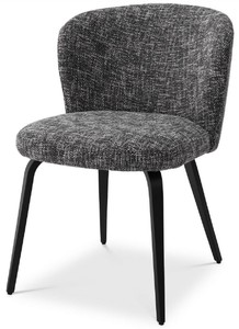 Casa Padrino sedia da pranzo di lusso nero / nero 57 x 69 x A. 81 cm - Sedia da cucina imbottita in design retrò - Mobili di lusso per sala da pranzo retrò